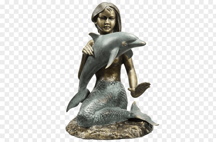 Mermaid Sitting Bronze Sculpture Figurine PNG