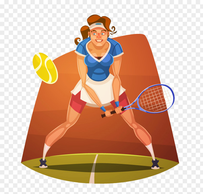 Hand Painted Tennis Cartoon Clip Art PNG