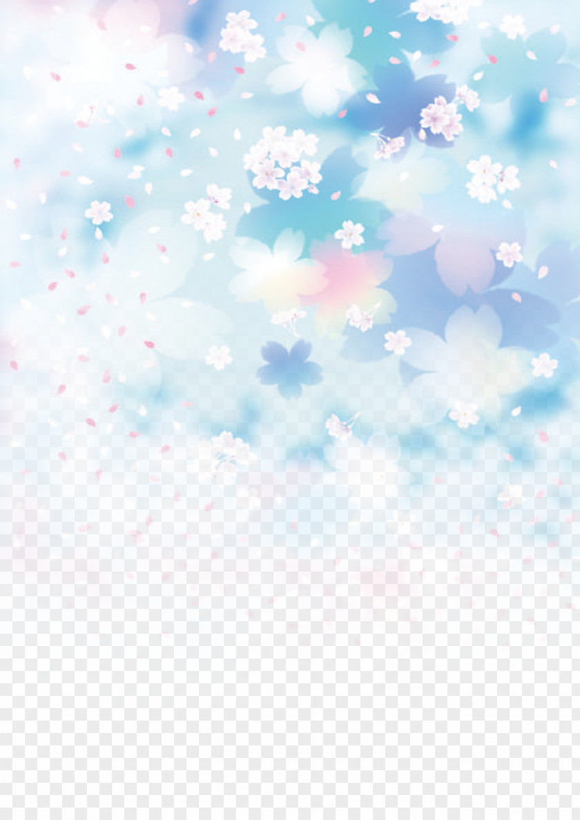 Blue Dream Cherry Background Flower Sky Wallpaper PNG