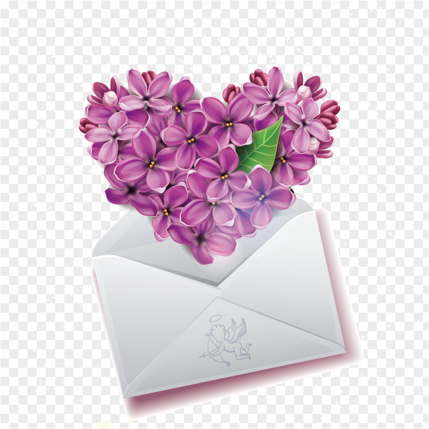 Romantic Lilac Envelope Vector Material Emoticon Heart Smiley Emoji Clip Art PNG