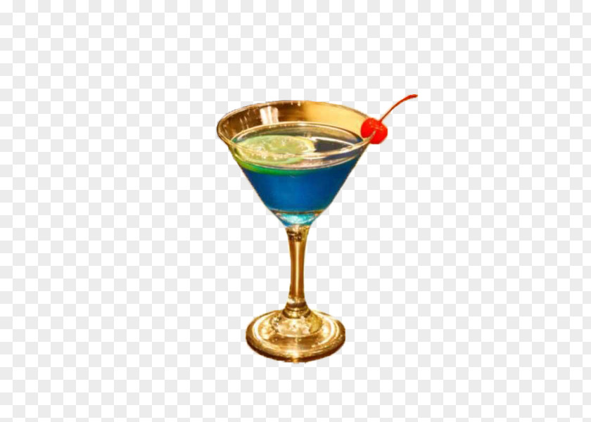 A Blue Curacao Cocktail Decorated With Cherries Garnish Martini Carbonated Water PNG
