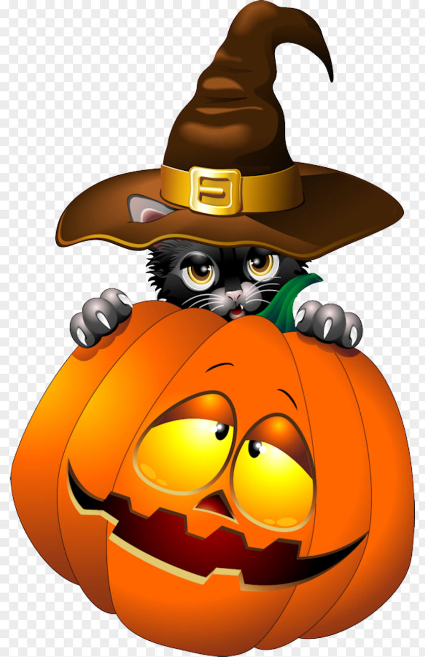 Cat Pumpkin Halloween Vector Graphics PNG