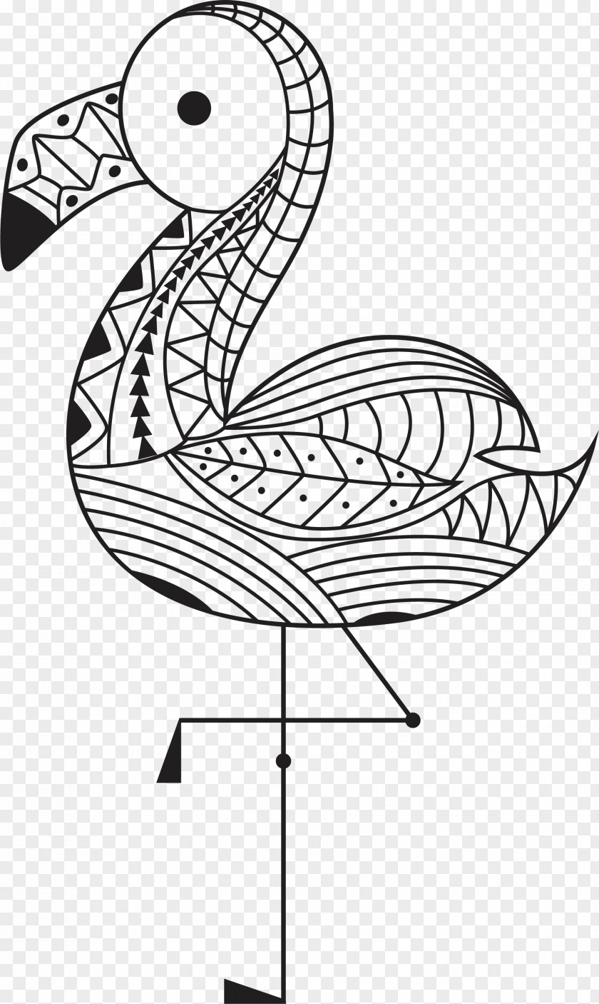 Decorative Flamingo Beak Bird Illustration PNG