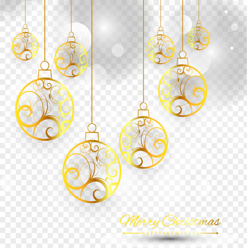 Grey Light Effect Golden Christmas Ball PNG