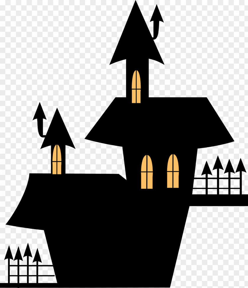 Haunted House Clip Art Brand Logo Line Black PNG