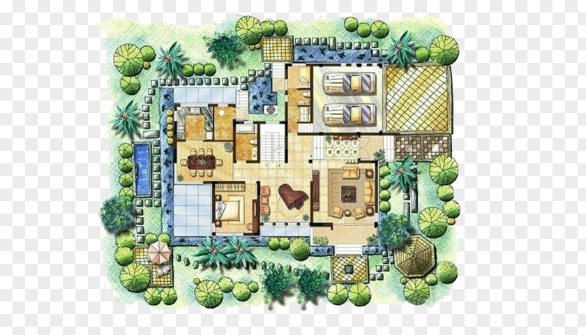 House Plan Floor Architecture Building Villa PNG