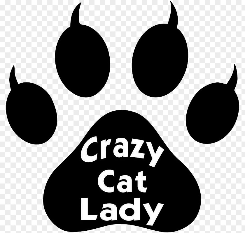Black And White Crazy Cat Footprints Kitten Dog Paw Clip Art PNG