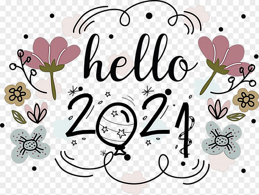 Hello 2021 Happy New Year PNG