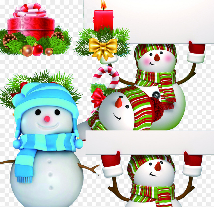 Snowman Holding A Sign Christmas Ornament Clip Art PNG