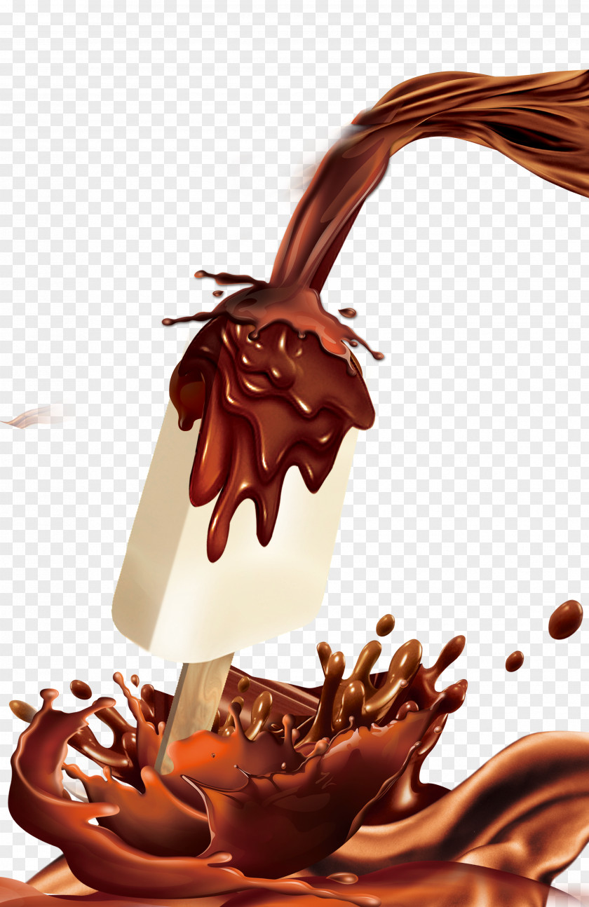Splash Chocolate Syrup And Popsicle Ice Cream Cake Milk PNG