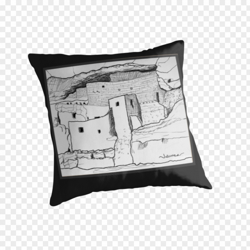 Cave Dwellings Cushion Throw Pillows Rectangle Black PNG