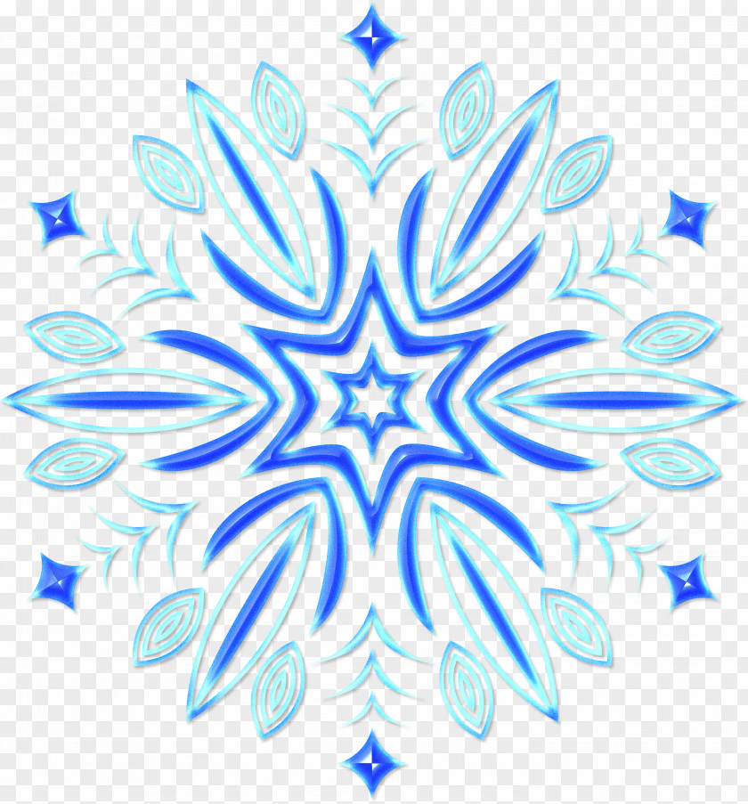 Snowflake Cobalt Blue Symmetry Pattern PNG