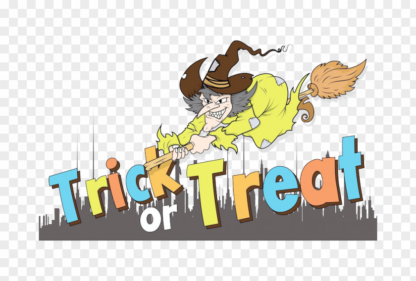 Halloween Trick Or Treat Not Witch Drawing Euclidean Vector Illustration PNG