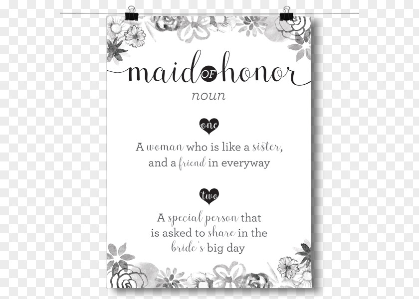 Maid Of Honor Bridesmaid Definition Poster PNG