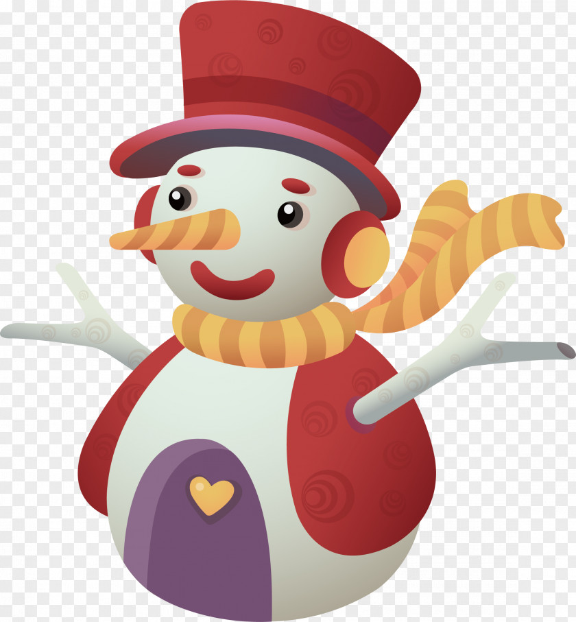 Snowman Vector Element Cartoon Illustration PNG