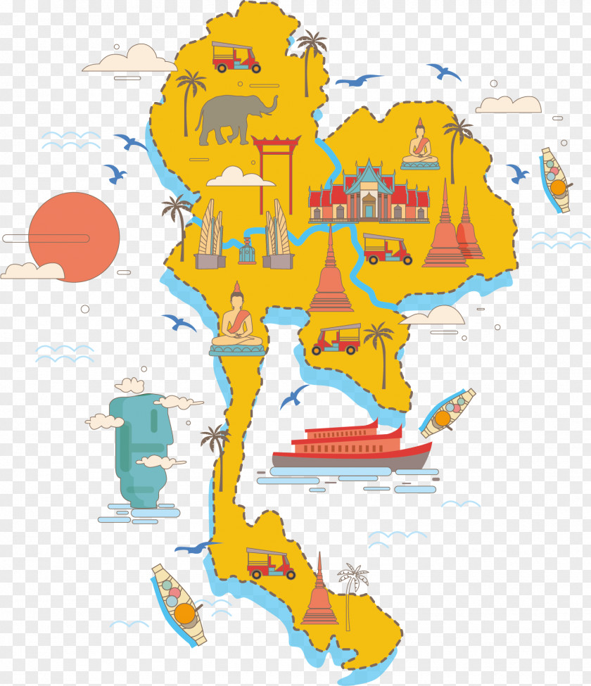 Thailand Sightseeing Map Vector Poster PNG