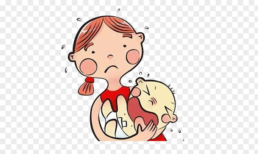 The Baby Crying In Bosom Of Cartoon Mother Child PNG