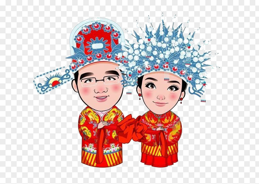 Bride And Groom Wedding Chinese Marriage Lantern Festival Bridegroom Cartoon PNG