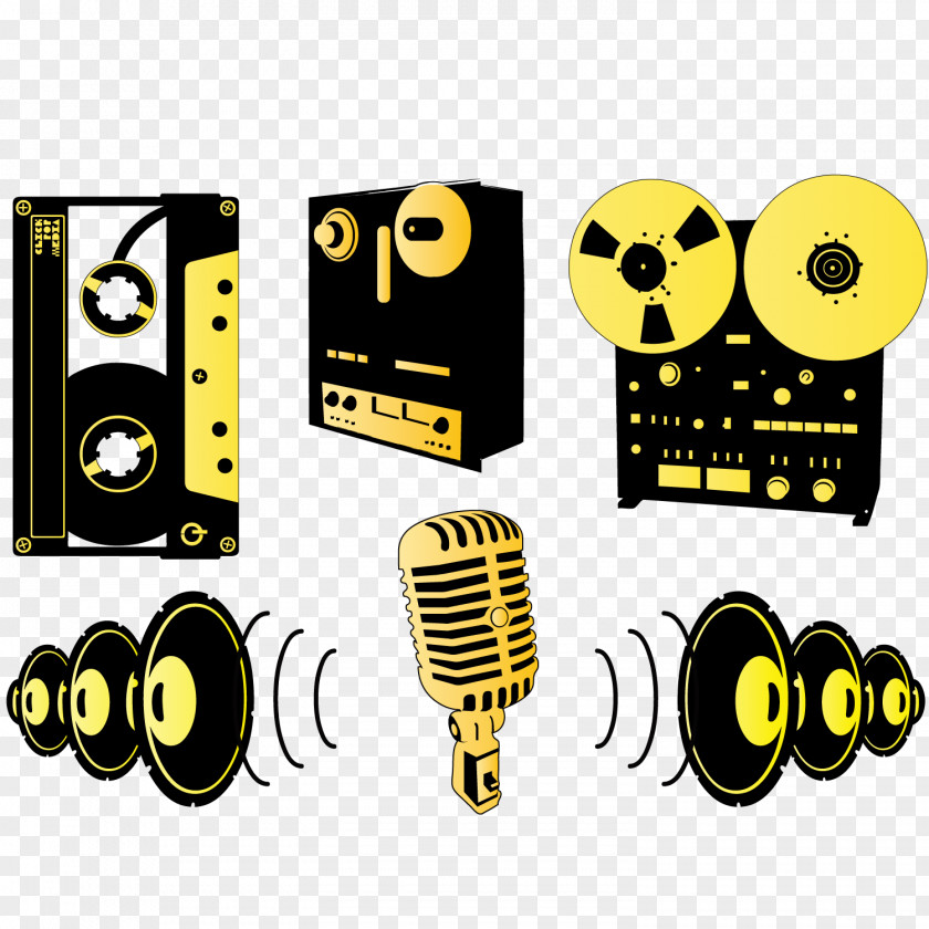 Vintage Old Musical Elements Microphone Sound Recording And Reproduction Studio Clip Art PNG