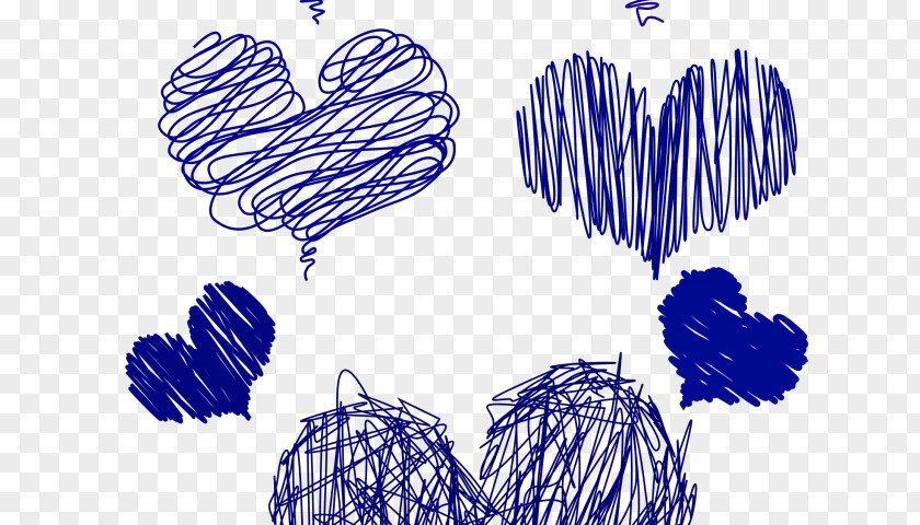 Thread Electric Blue Watercolor Heart PNG