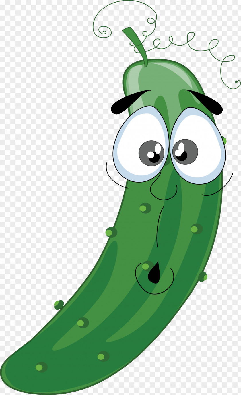 Cartoon Anthropomorphic Cucumber Vegetable Clip Art PNG