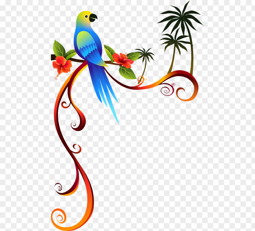 Hand-painted Parrot Bird Paper Painting Illustration PNG