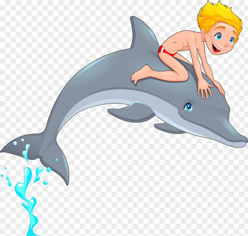 Vector Boy On Dolphin Common Bottlenose Tucuxi Illustration PNG