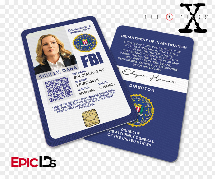 Badge Agent Secret Dana Scully Fox Mulder The X-Files Special Federal Bureau Of Investigation PNG