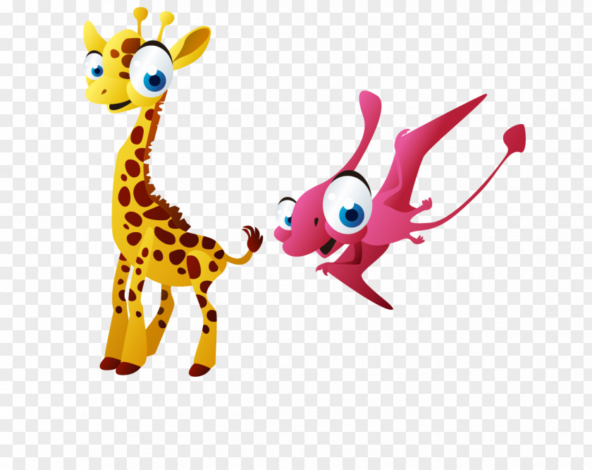 Cute Giraffe And Pterosaurs Edition Lion Cartoon Clip Art PNG