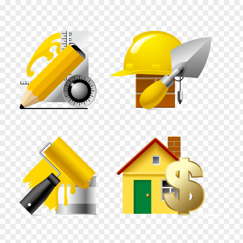 Vector Material Decoration And Pen Building Architectural Engineering Icon PNG