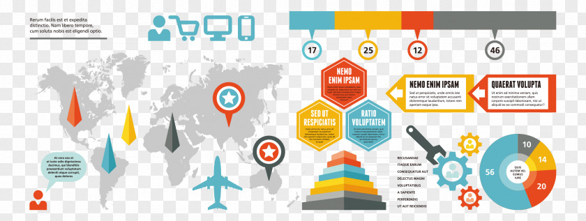 PPT World Map Vector Infographic Chart Data Visualization Visual.ly PNG