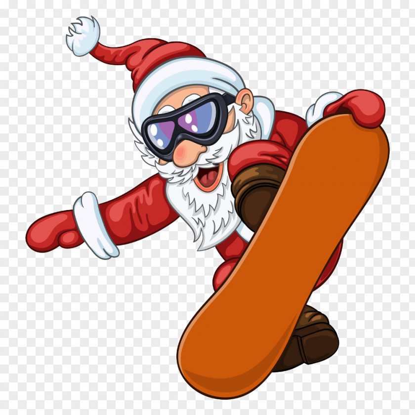 Ski Santa Claus Snowboarding Skiing Clip Art PNG