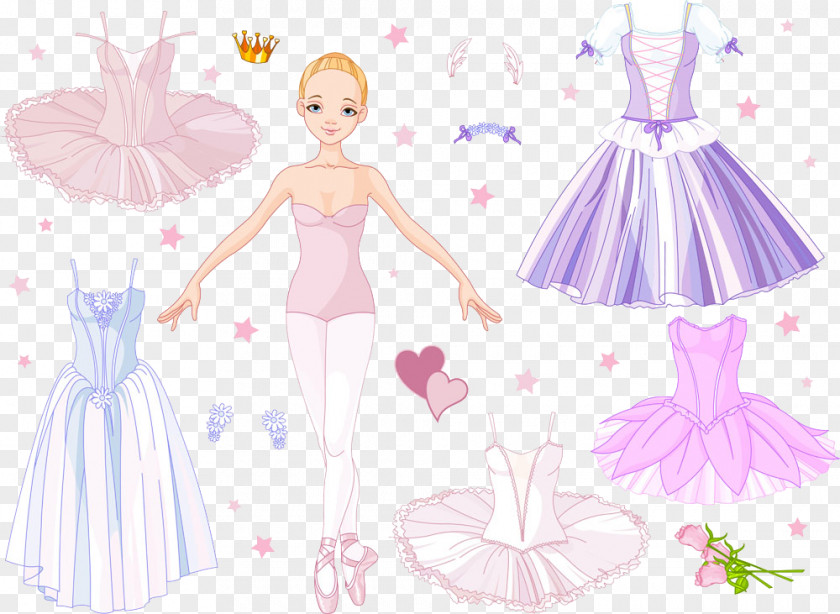 Romantic Skirts Dress Pictures Paper Doll Ballet Dancer Clothing PNG