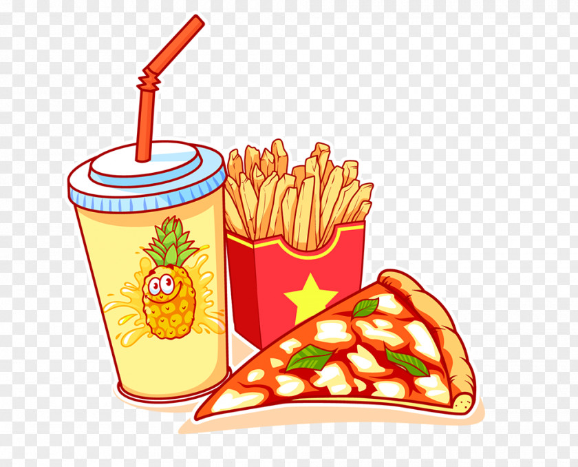 Juice French Fries Hamburger Cola Junk Food PNG
