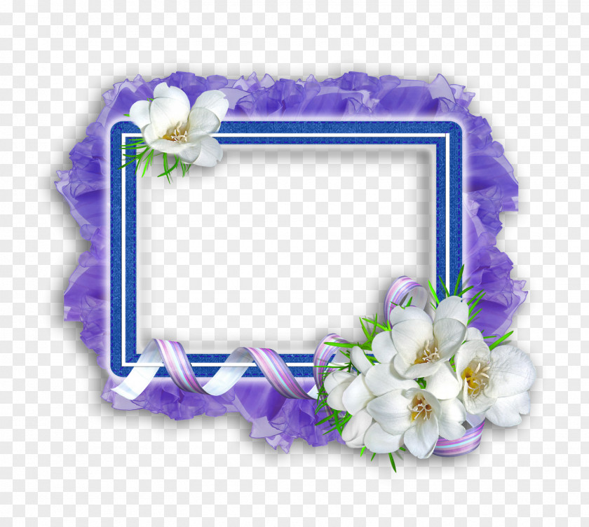 Purple Floral Design Cut Flowers Picture Frames PNG