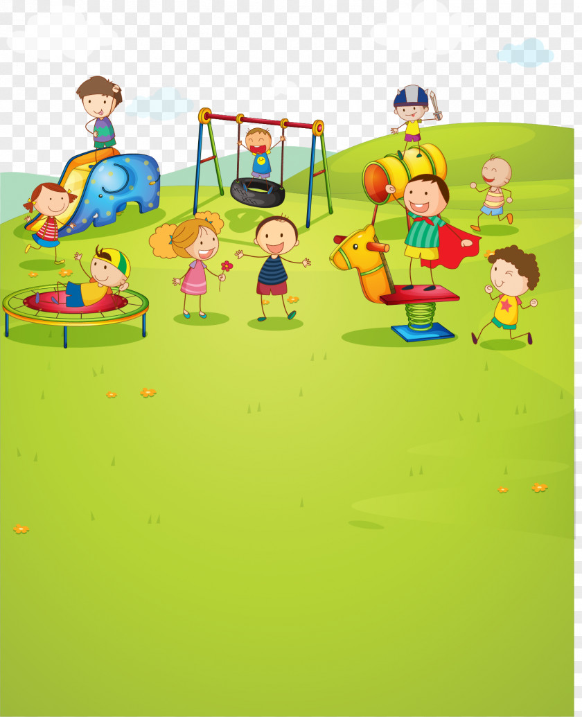 Vector Illustration Material Lovely Children Kids Park Child Playground PNG