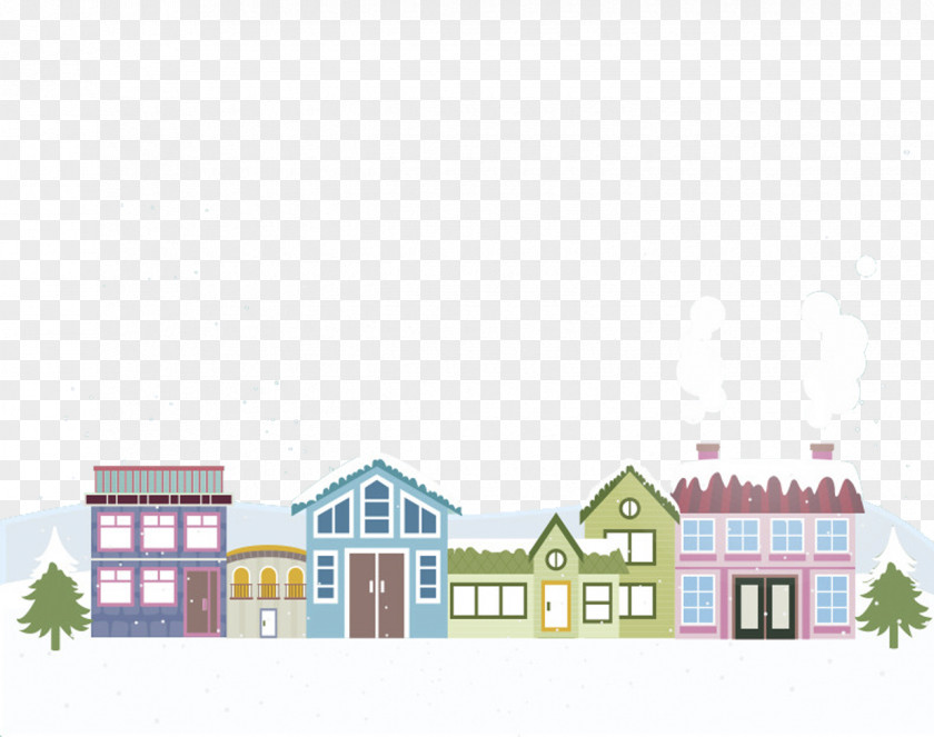 Snow Roof Vector Christmas Card Landscape Gift PNG