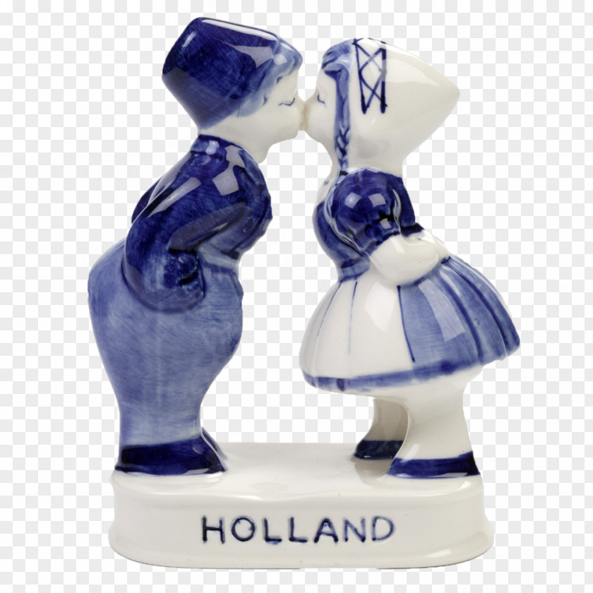 Couple Kissing Delftware Farmer Souvenir Figurine PNG