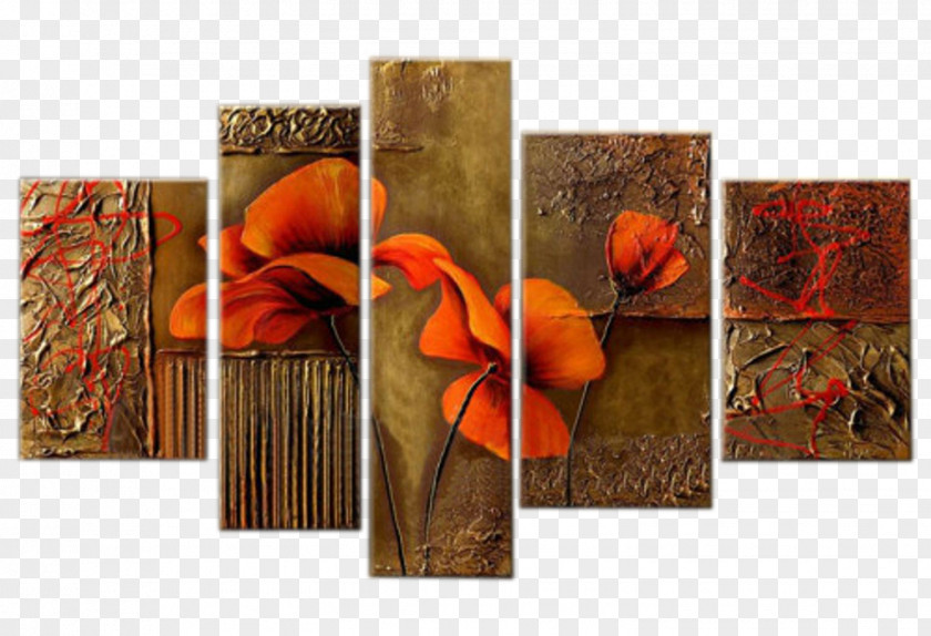 Oil Painting Poppy Flowers Canvas Print Art PNG