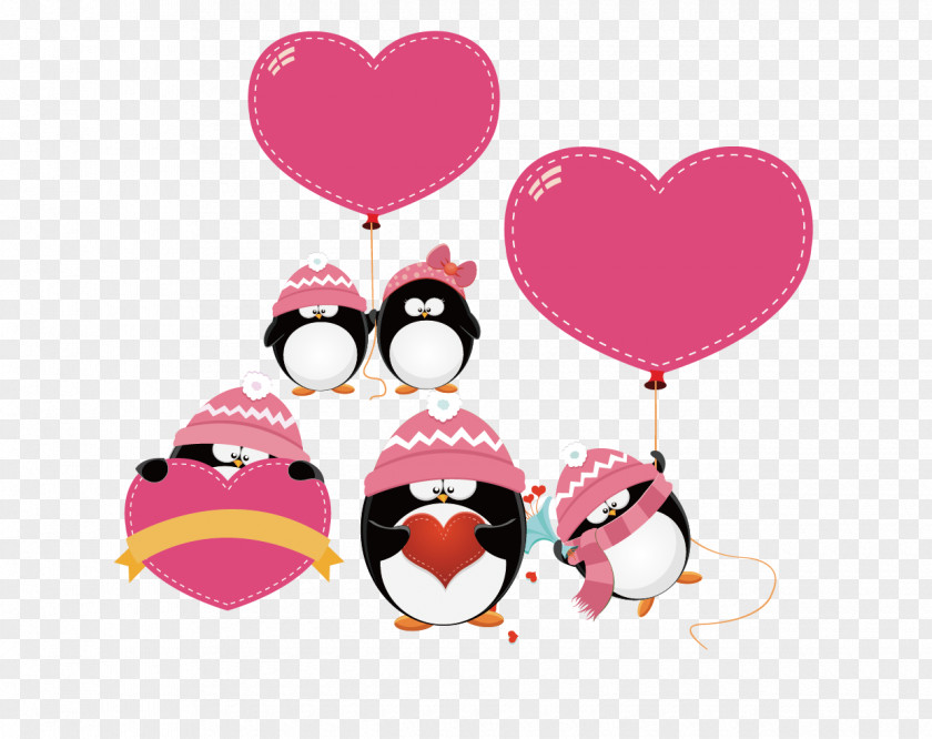 Penguin Love Pink Hat Wall Decal Wallpaper PNG