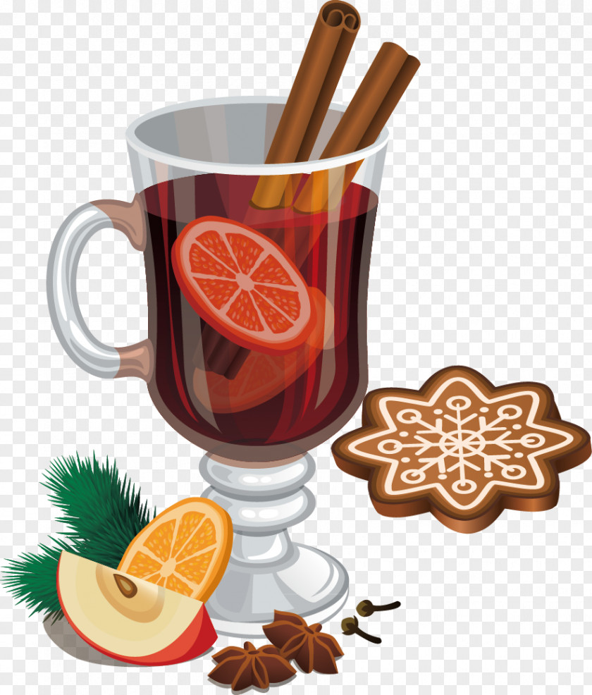 Foreign Drinks Mulled Wine Cocktail Cinnamon Roll Christmas Clip Art PNG