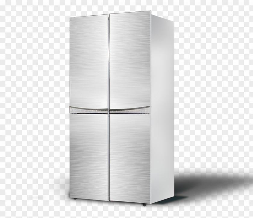 Silver Curve Style Open Door Refrigerator Angle Furniture PNG