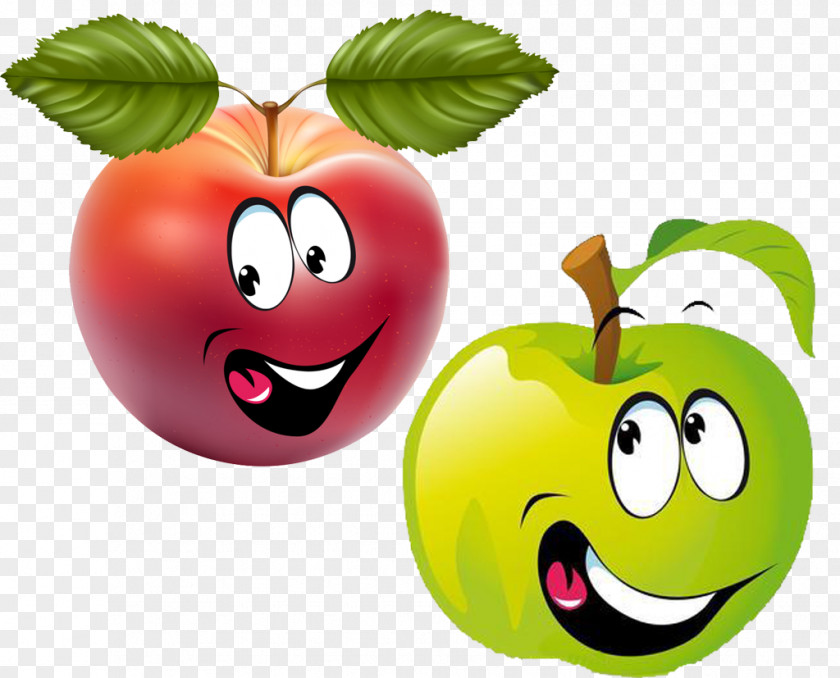 Smiling Apple Fruit Smiley Cartoon Clip Art PNG