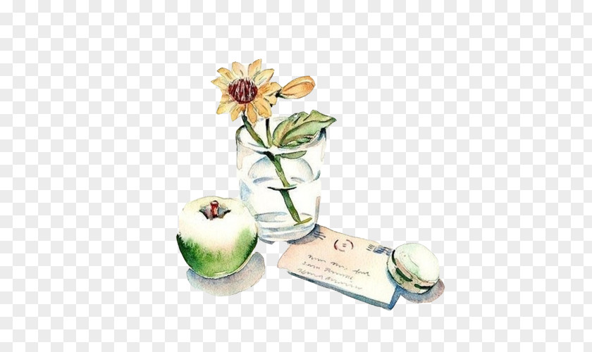 Apple And Glass Hand Painting Material Picture Tea Restaurant PNG