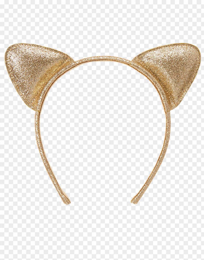 Headband Ear Sequin Gold Cat PNG