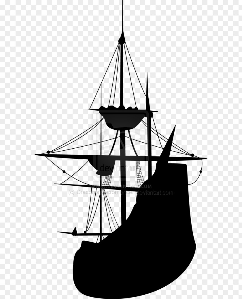Pirate Ship Sailing Silhouette Tall Clip Art PNG