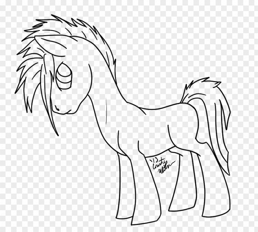 Mustang Mane Pony Line Art Sketch PNG