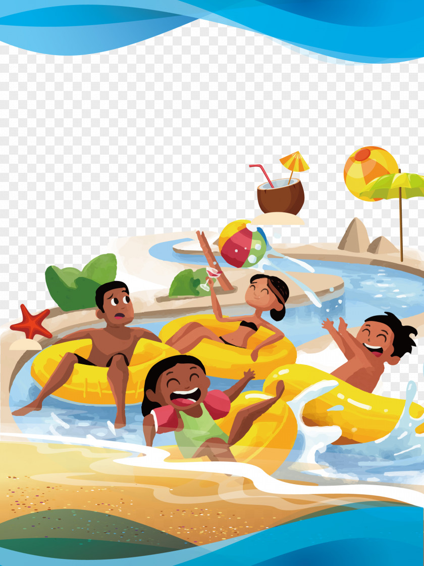 Swimming Training Vector Cartoon Background WetnWild Gold Coast Water Park Animation Illustration PNG