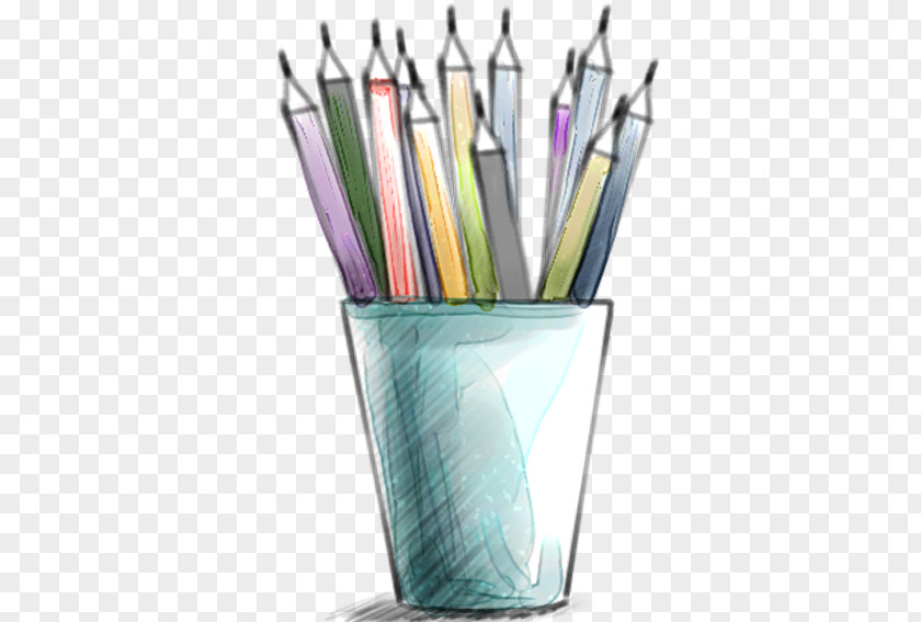 Simple Hand-painted Pen Notebook Brush Pot PNG