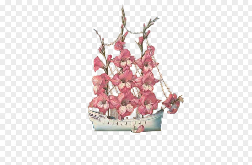 Hand-painted Boat Arrival Of The Flower Ship Departure Winged Painting Surrealism PNG